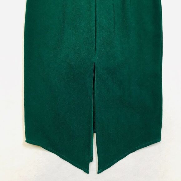 Asos Wiggle Midi Dress Womens 4 Forest Green Dolman Sleeve Front Slit V Cut Back - Picture 4 of 13